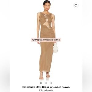 L'Academie Umber Brown Maxi Dress